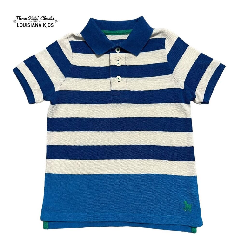 Mini Boden 3-4Y Blue Striped Polo Shirt